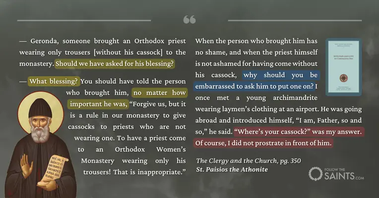 Priests should wear cassocks - St. Paisios the Athonite