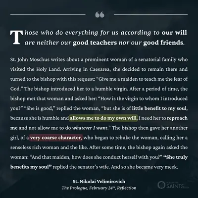 Those who do everything for us are not our good friends - St. Nikolai Velimirovich