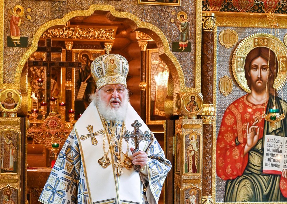 Patriarch Kirill preaching at the Church of the Blessed Prince Alexander Nevsky in Peredelkino, September 25, 2022, the day he declared that battlefield death in Ukraine washes away all sins