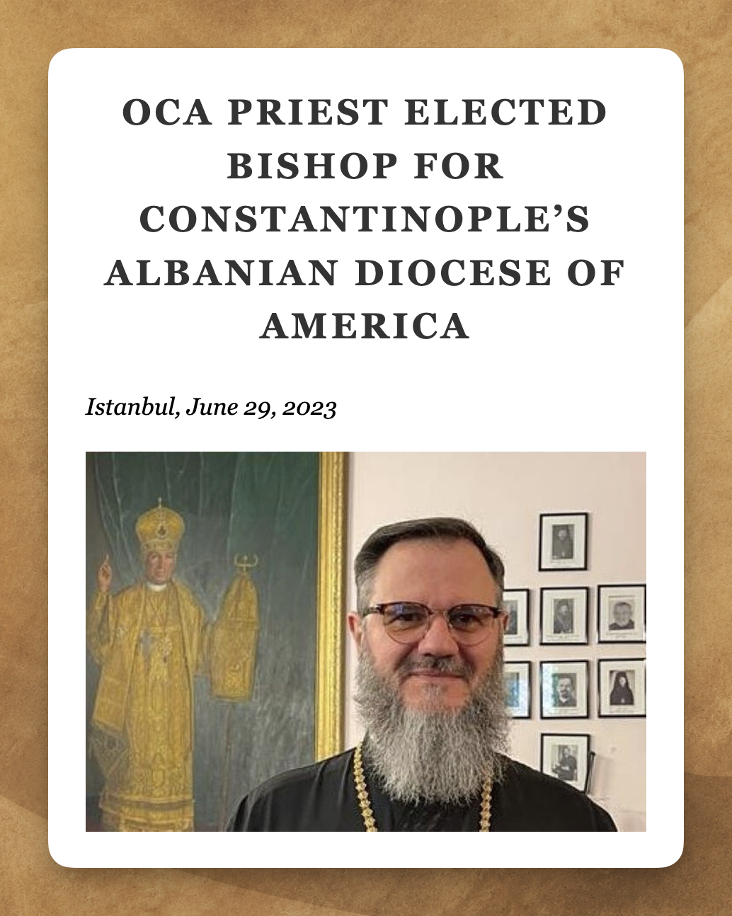 OrthoChristian report on Bishop Theophan’s election for Constantinople’s Albanian Diocese of America