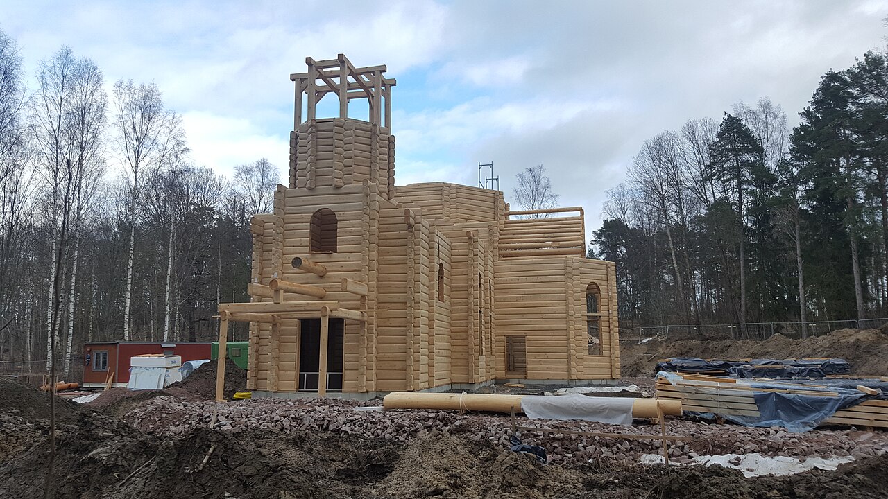The Russian Orthodox Church in Västerås, Sweden, under construction, built on land purchased by the Russian state corporation Rosatom, 500 meters from Västerås Airport