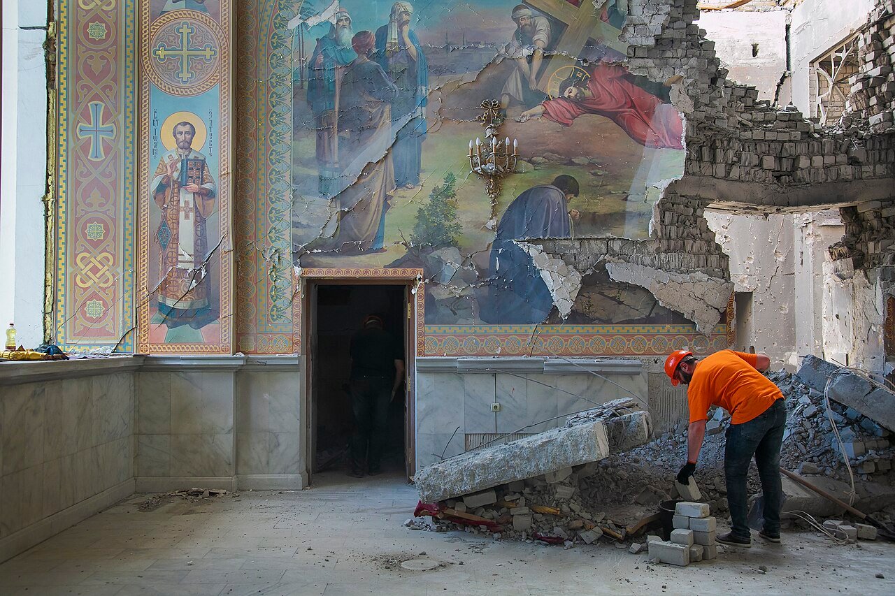 Transfiguration Cathedral in Odesa after Russian missile damage, July 2023