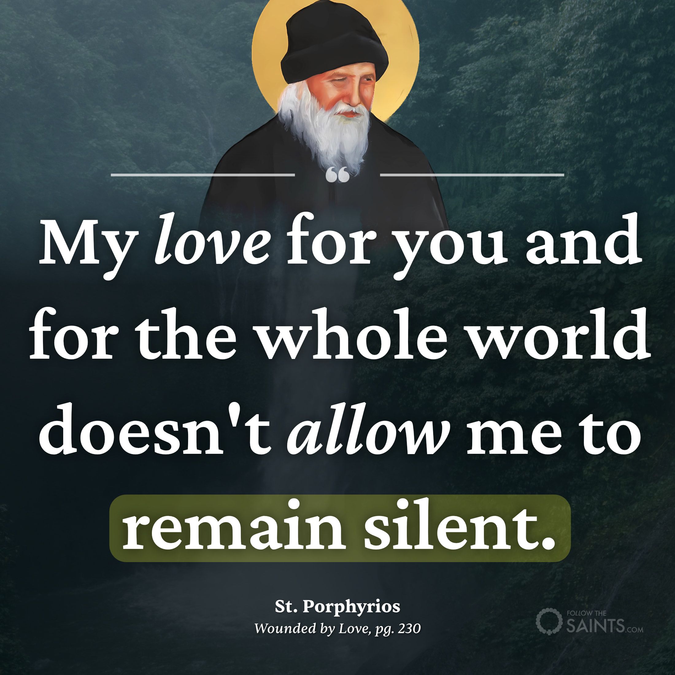 Our love does not allow us to remain silent