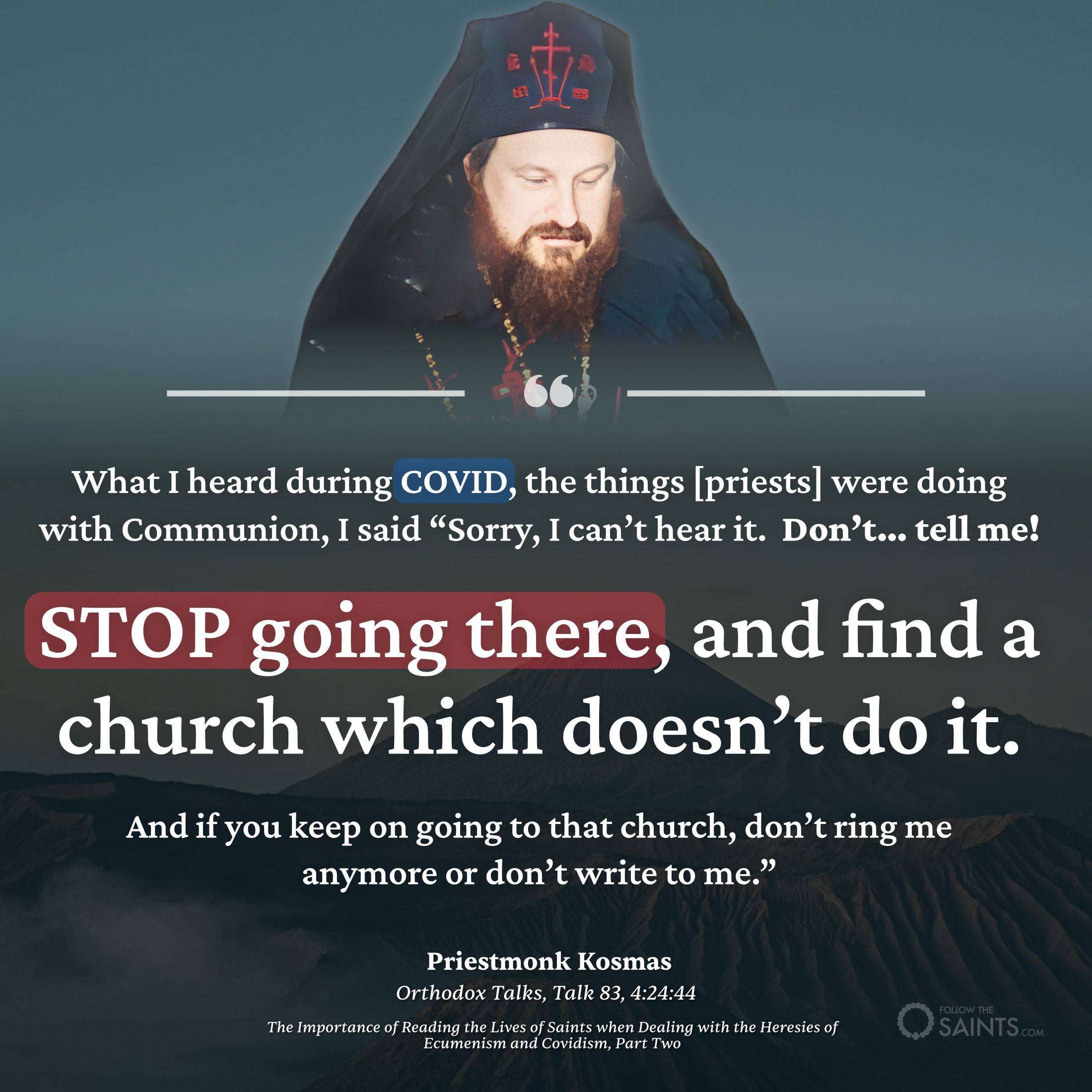 Stop going to churches who participated in COVID practices
