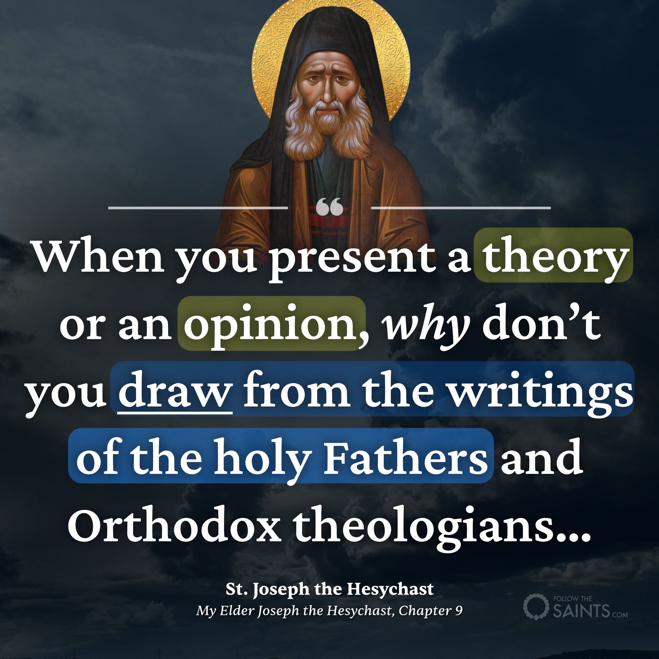 Present your opinion with the Holy Fathers