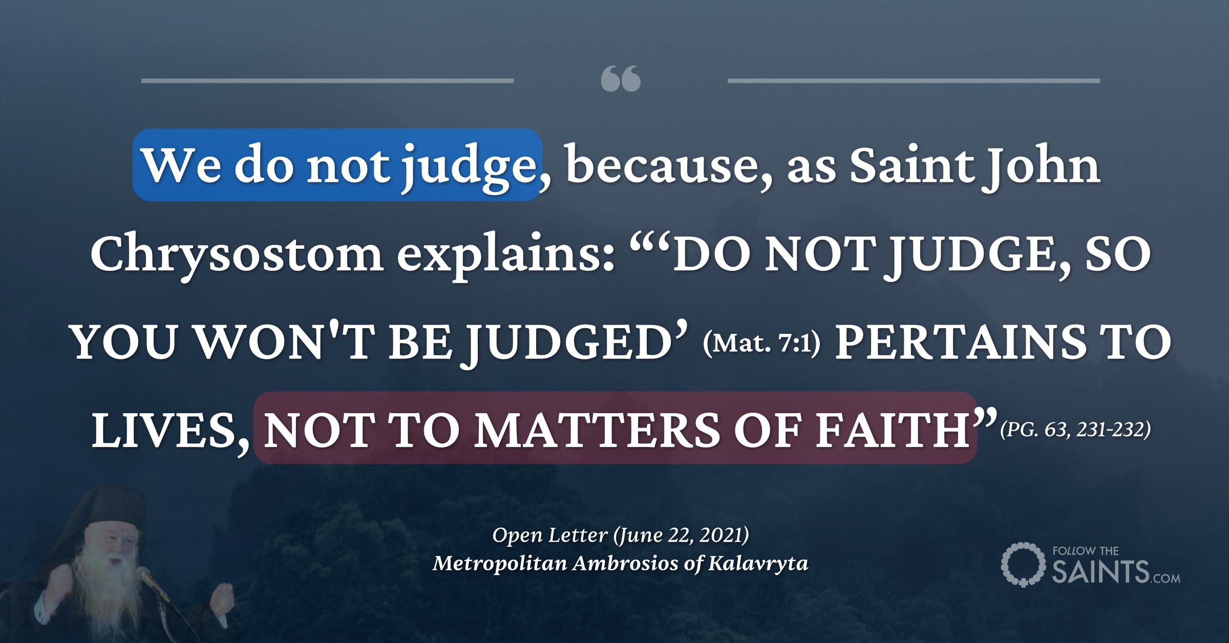 Judge in matters of faith