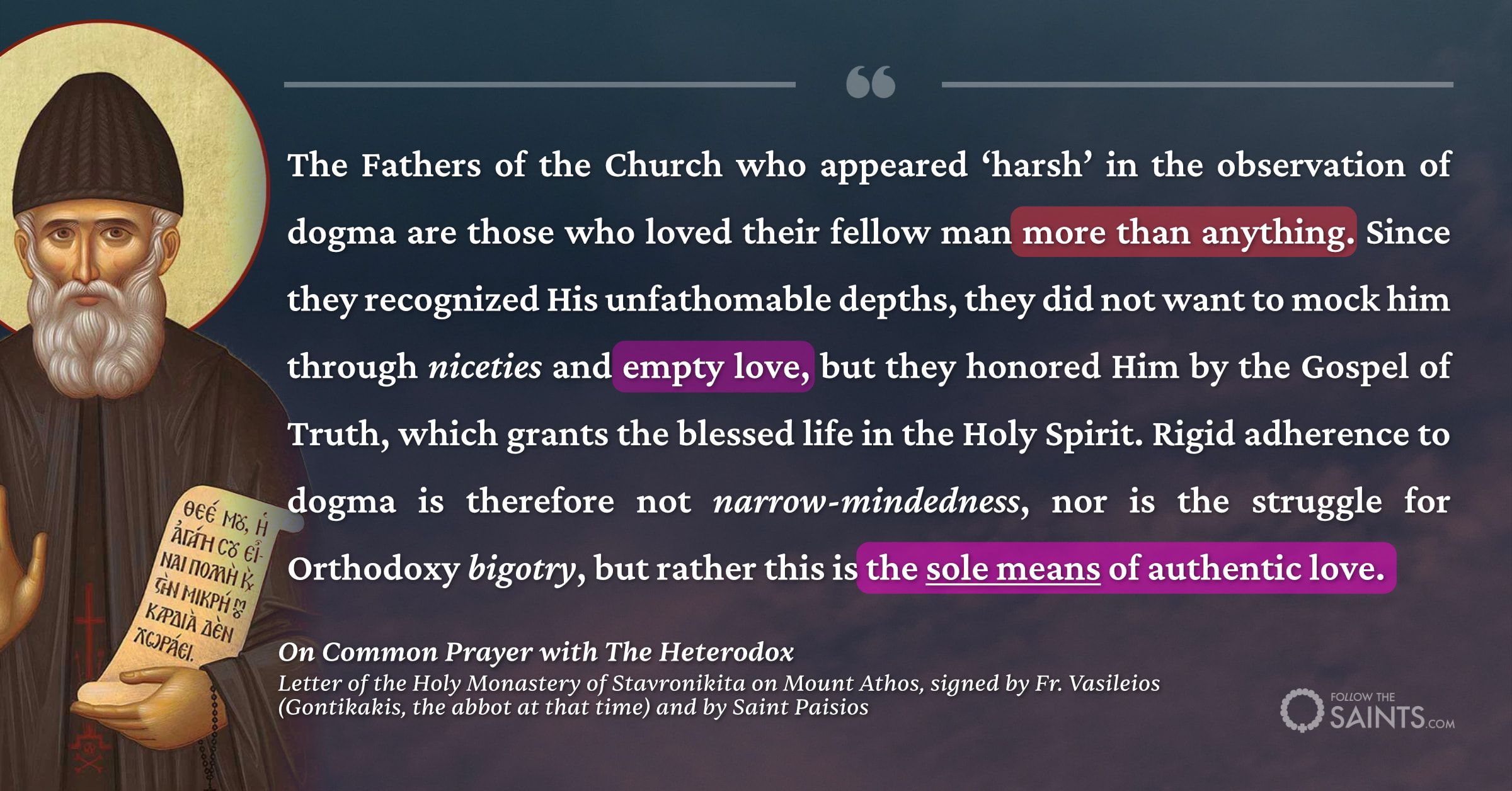 Dogma is the sole means of authentic love