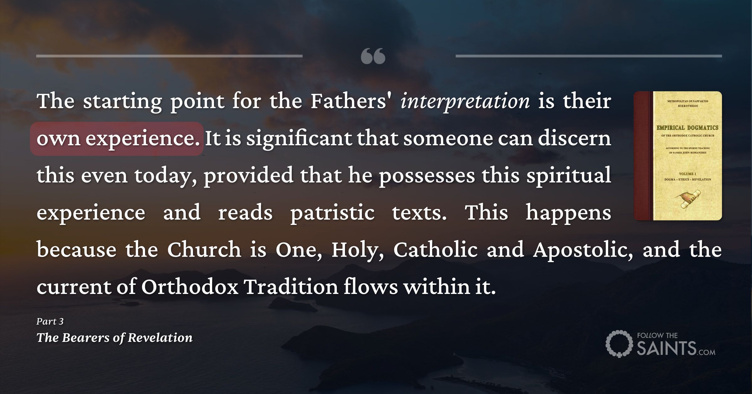 We must have the experience of the fathers