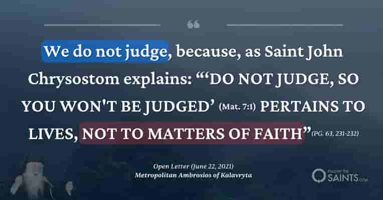 Judge in matters of faith - Metropolitan Ambrosios of Kalavryta