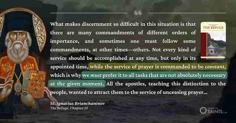 Prefer unceasing prayer to all other tasks - St. Ignatius Brianchaninov